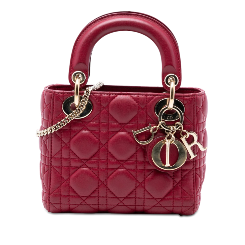 Pre-Loved Dior Mini Lambskin Cannage Lady Dior